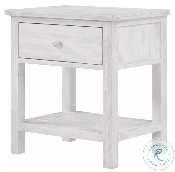 Lakeside Elegant Distressed 1 Drawer Nightstand with USB Charging