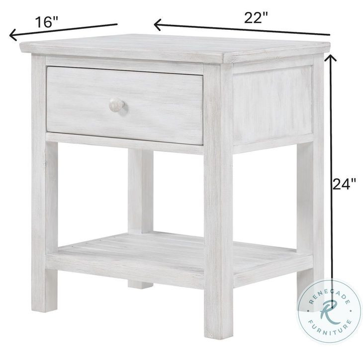 Lakeside Elegant Distressed 1 Drawer Nightstand with USB Charging