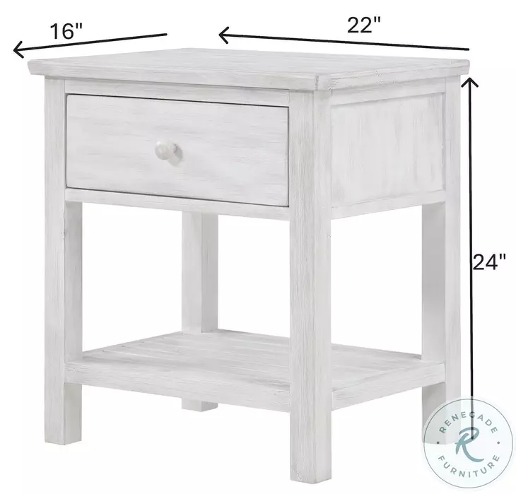 Lakeside Elegant Distressed 1 Drawer Nightstand with USB Charging