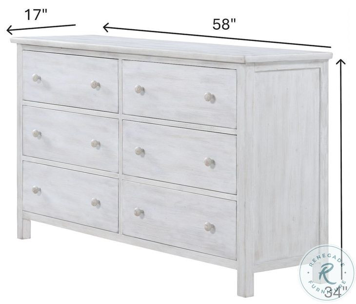 Lakeside Elegant Distressed 6 Drawer Dresser