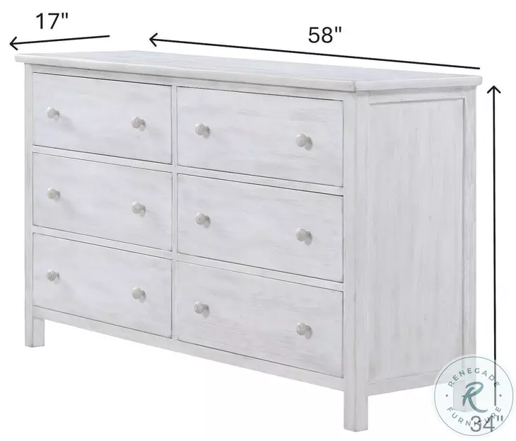 Lakeside Elegant Distressed 6 Drawer Dresser