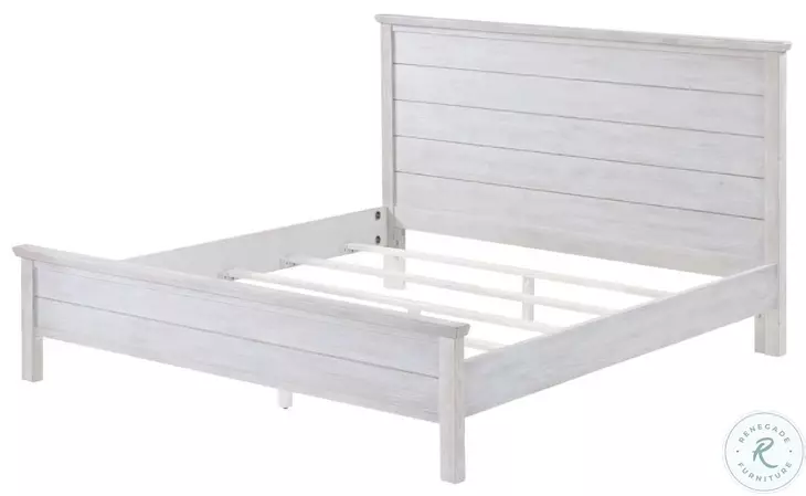 Lakeside Distressed White King Panel Bed