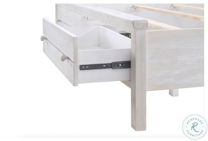 Lakeside Distressed White Queen Bed with Storage