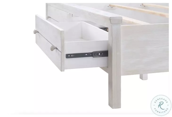 Lakeside Distressed White King Bed with Storage