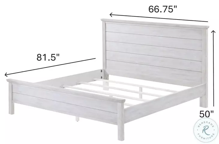 Lakeside Distressed White Queen Panel Bed