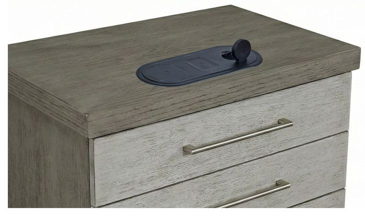 B00913 Water White And Light Taupe Nightstand with LED Lighting