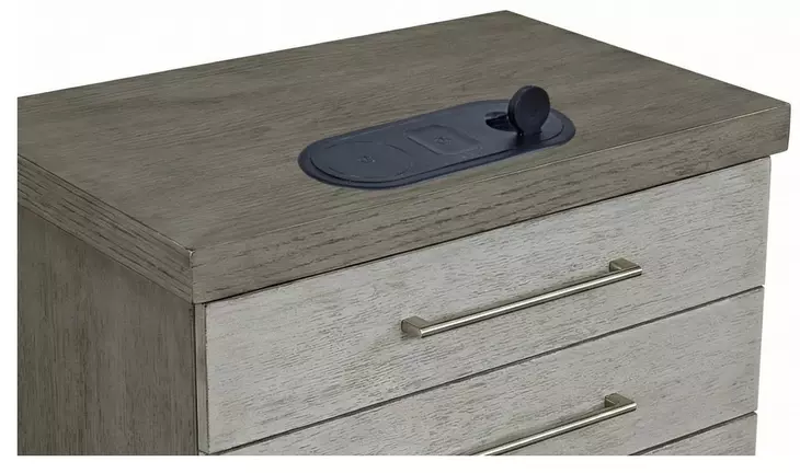 B00913 Water White And Light Taupe Nightstand with LED Lighting