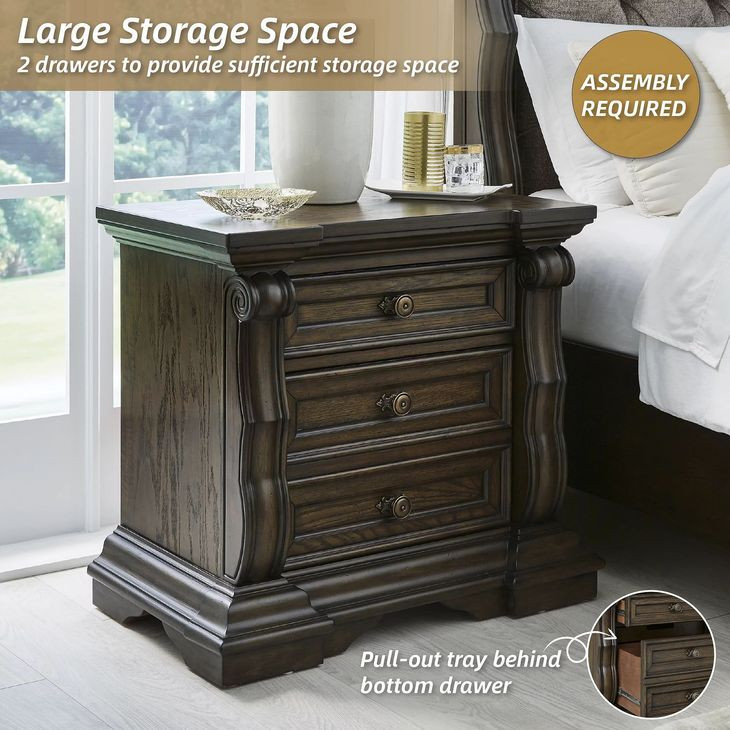 Maylee Dark Brown 3 Drawer Nightstand