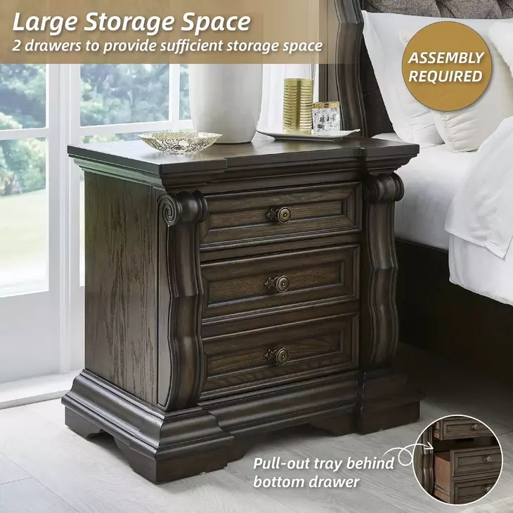 Maylee Dark Brown 3 Drawer Nightstand