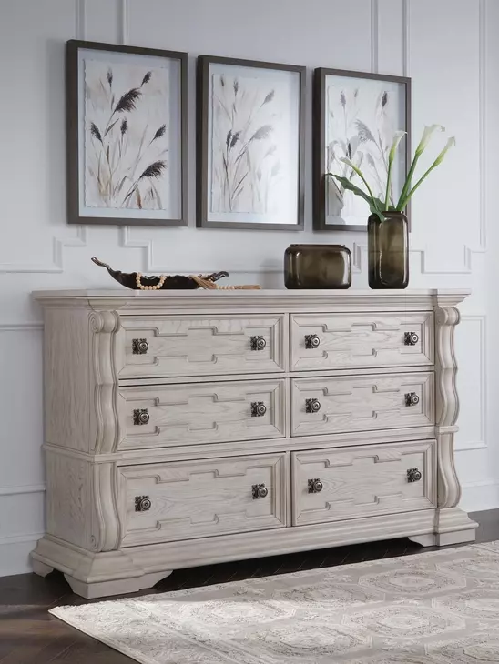 Andonhall Antique White 6 Drawer Dresser