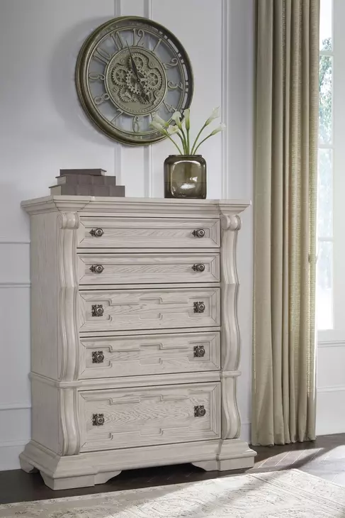 Andonhall Antique White 5 Drawer Chest