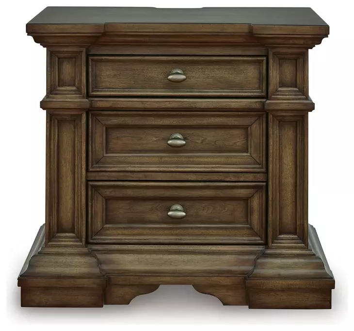 Channley Brown 3 Drawer Nightstand with USB Charging