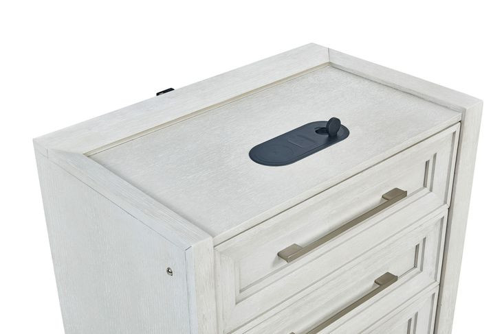 B00967 White Open Nightstand With LED Lighting