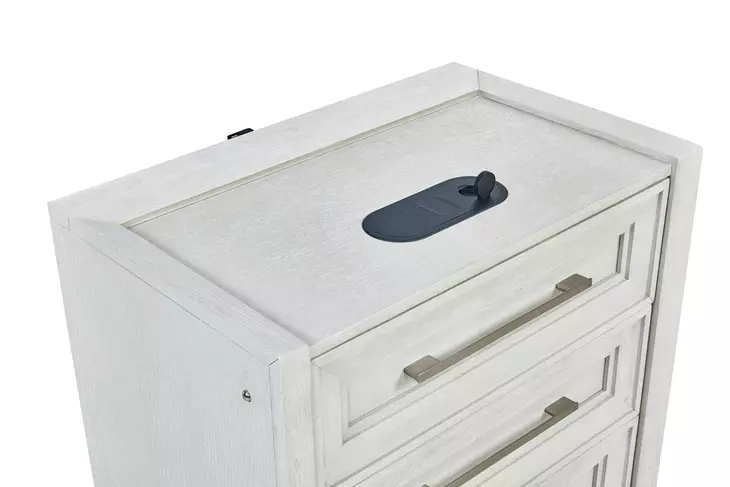 B00967 White Drawer Nightstand With LED Lighting