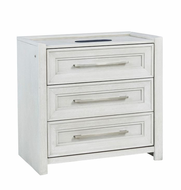 B00967 White Open Nightstand With LED Lighting
