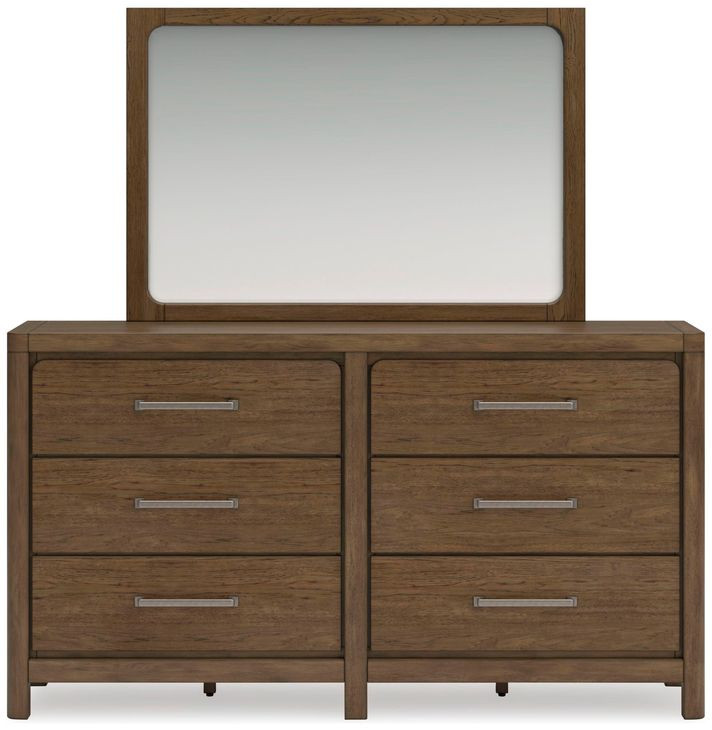Cabalynn Light Brown 6 Drawer Dresser and Rectangular Mirror