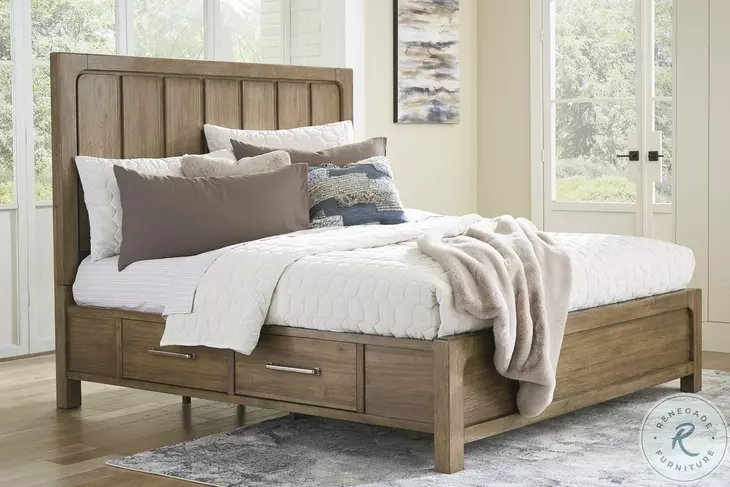 Cabalynn Light Brown Queen Panel Storage Bed