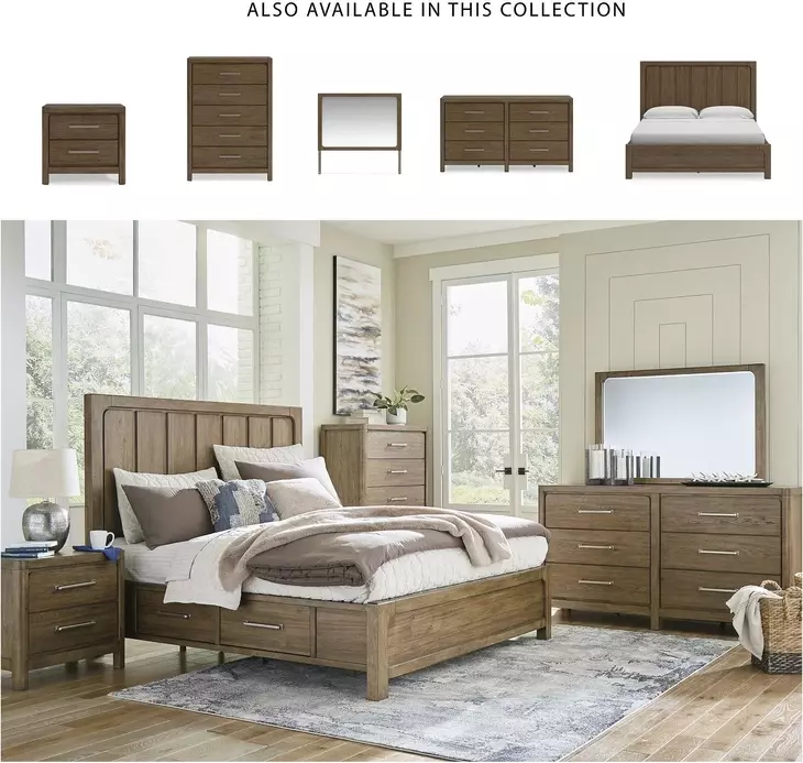 Cabalynn Light Brown 6 Drawer Dresser and Rectangular Mirror