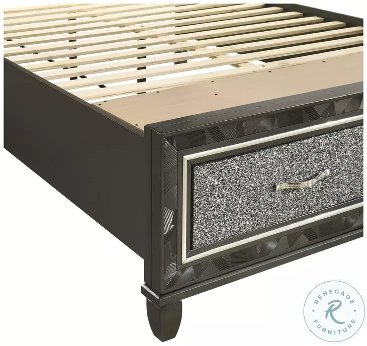 Radiance Black Pearl California King Panel Storage Bed From
