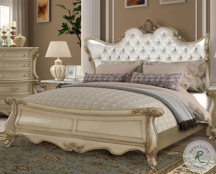 Monique Champagne King Panel Bed