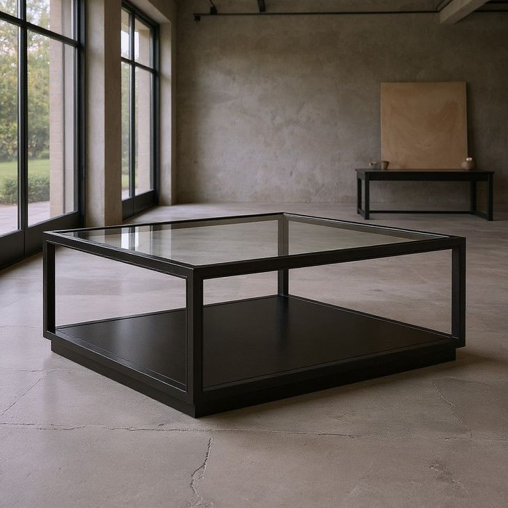 Glaze Onyx Square Glass Top Cocktail Table