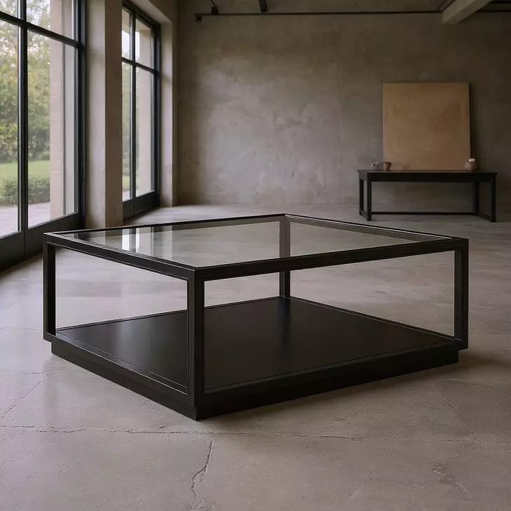 Glaze Onyx Square Glass Top Cocktail Table