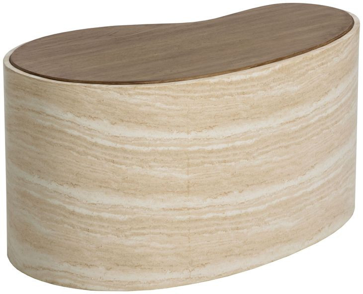 Ishiko Light Brown and Warm Brown Free Form Medium Concrete Top Outdoor Cocktail Table