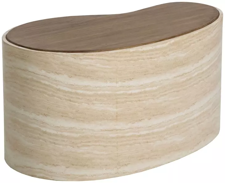 Ishiko Light Brown and Warm Brown Free Form Medium Concrete Top Outdoor Cocktail Table