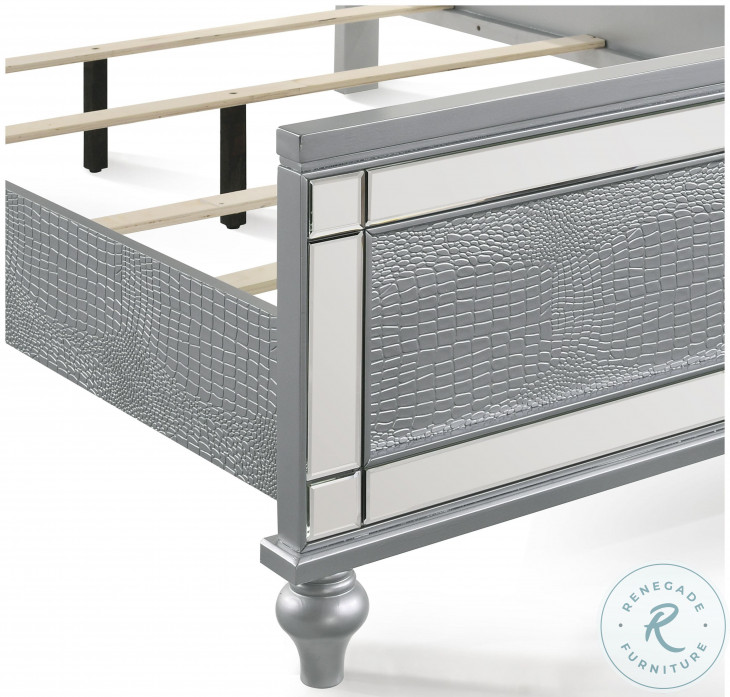 Valentino Silver Queen Upholstered Panel Bed from New Classic Coleman Furniture