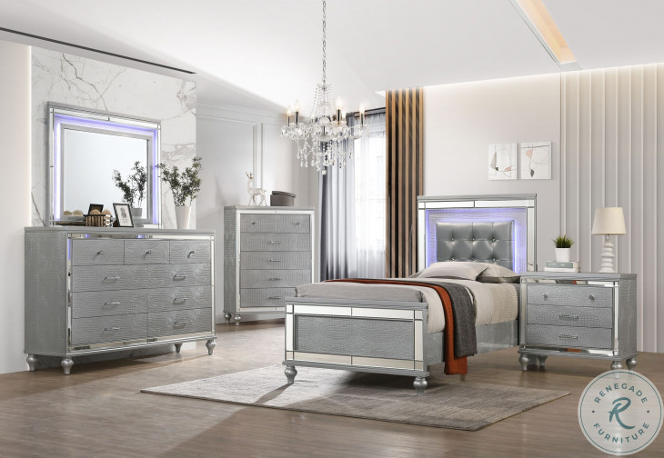 Valentino Silver Youth Panel Bedroom Set from New Classic Coleman Furniture