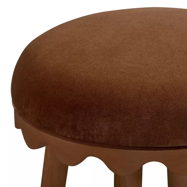 Oodle Bronze and Light Walnut Performance Vegan Mohair Upholstered Bar Stool