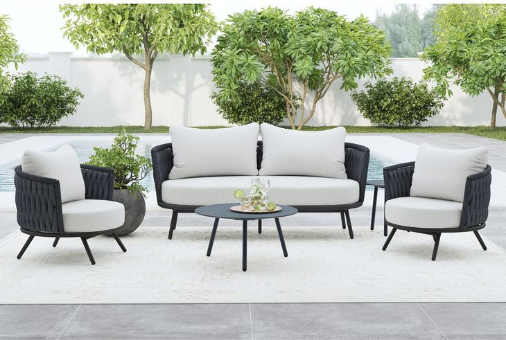 Java Dark Gray Outdoor 2 Piece Round Sintered Stone Top Occasional Table Set