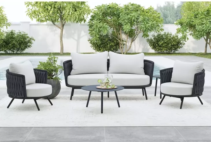 Java Dark Gray Outdoor 2 Piece Round Sintered Stone Top Occasional Table Set