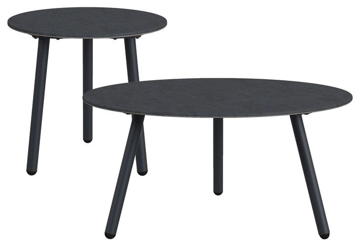 Java Dark Gray Outdoor 2 Piece Round Sintered Stone Top Occasional Table Set
