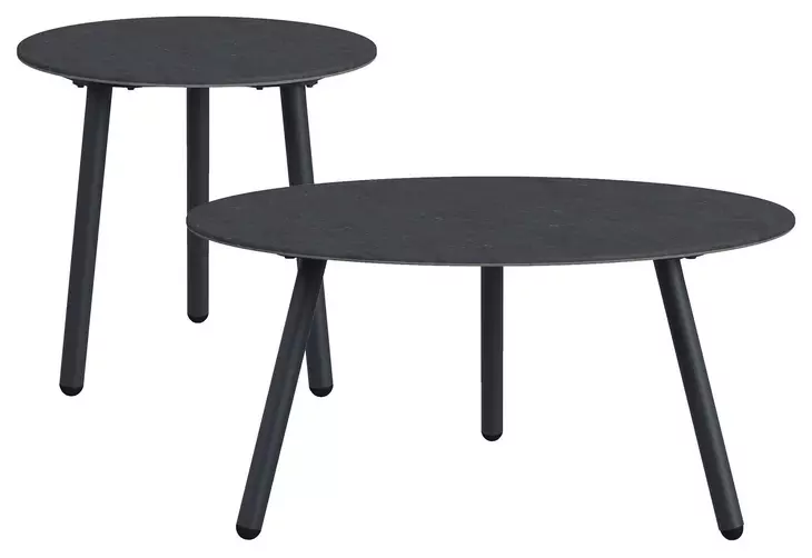 Java Dark Gray Outdoor 2 Piece Round Sintered Stone Top Occasional Table Set
