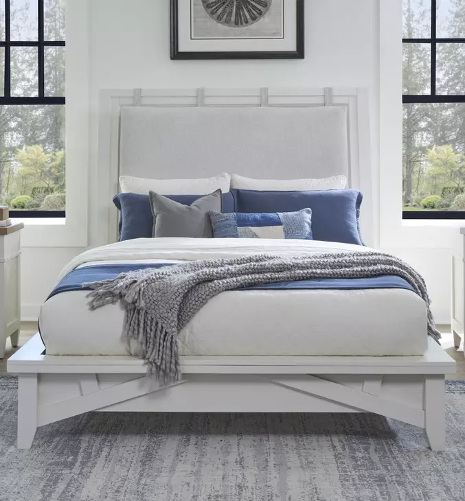 Americana Modern Cotton Queen Upholstered Panel Bed