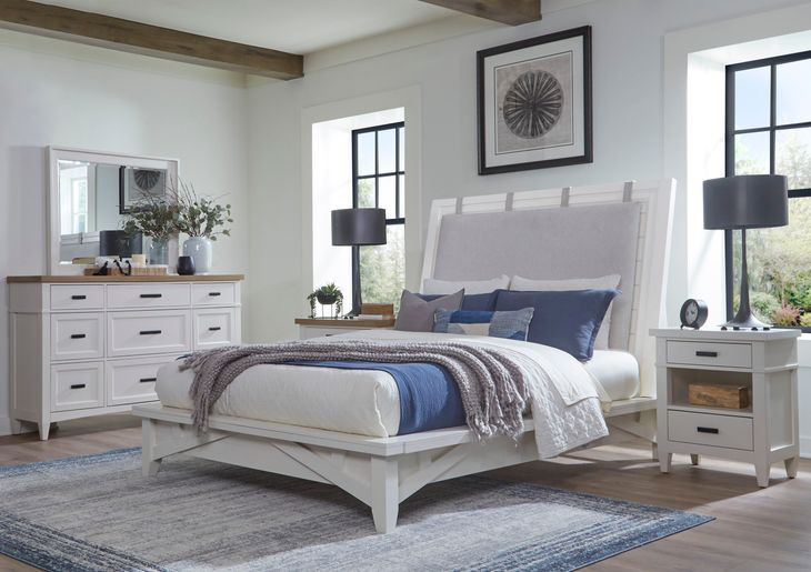 Americana Modern Cotton Queen Upholstered Panel Bed