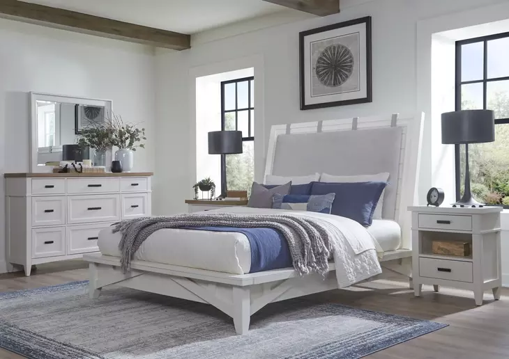 Americana Modern Cotton King Upholstered Panel Bed