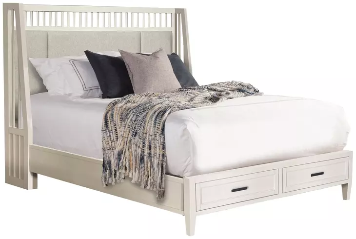 Americana Modern Cotton Queen Upholstered Storage Shelter Bed