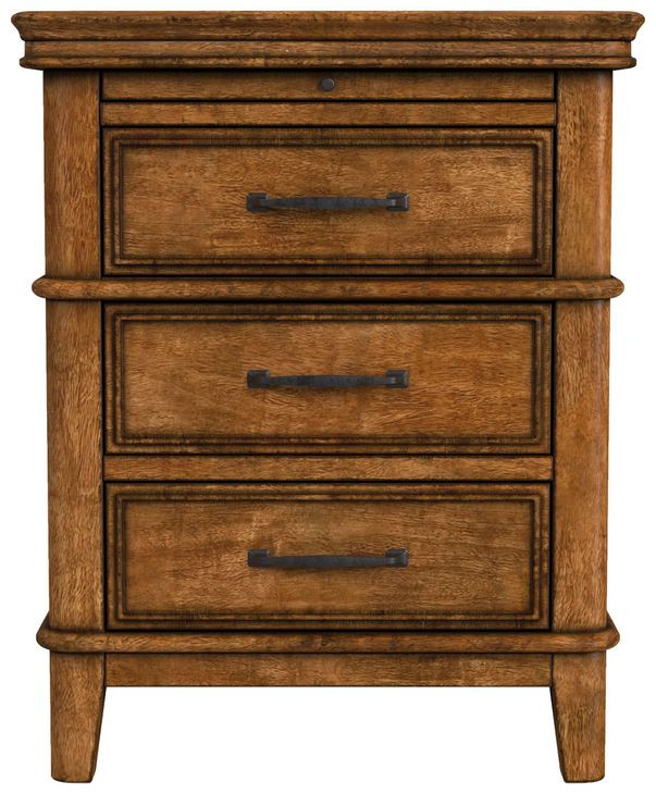 Bandalier Russet 3 Drawer Nightstand with USB Charging