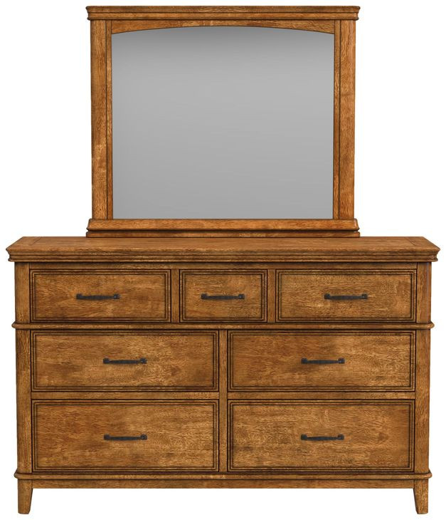 Bandalier Russet 7 Drawer Dresser and Rectangular Mirror