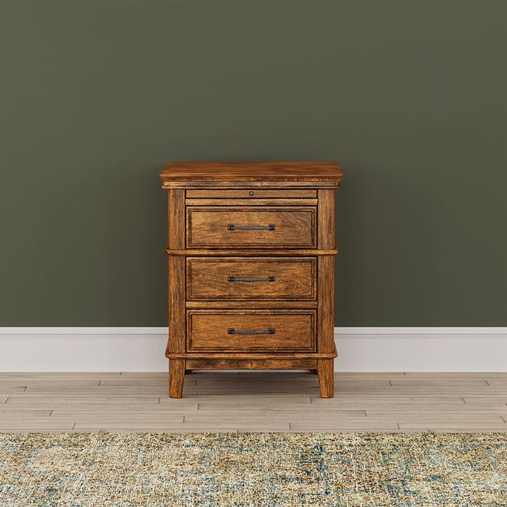 Bandalier Russet 3 Drawer Nightstand with USB Charging
