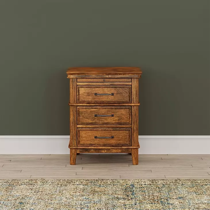 Bandalier Russet 3 Drawer Nightstand with USB Charging