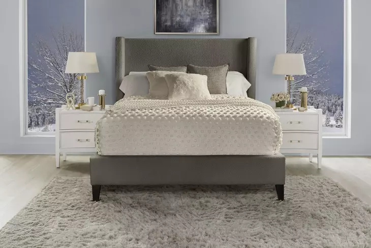 Angel Himalaya Charcoal King Upholstered Panel Bed