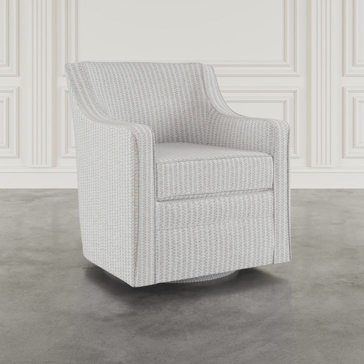Barrett White Upholstered Swivel Accent Armchair