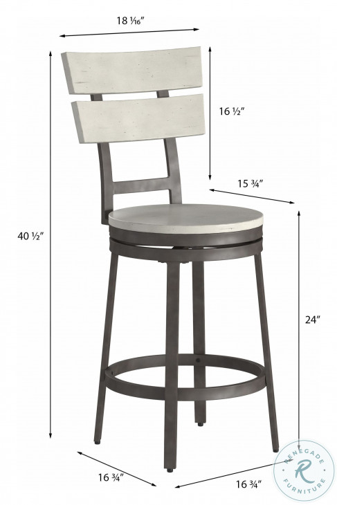 Wilson White And Middle Gray 24" Swivel Stool with Back