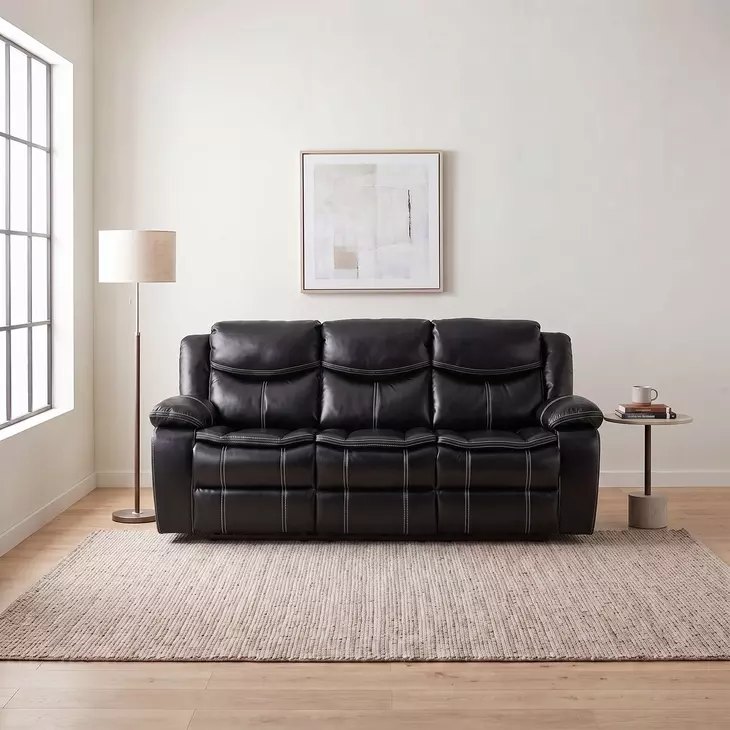 Bastrop Black 88" Double Reclining Sofa