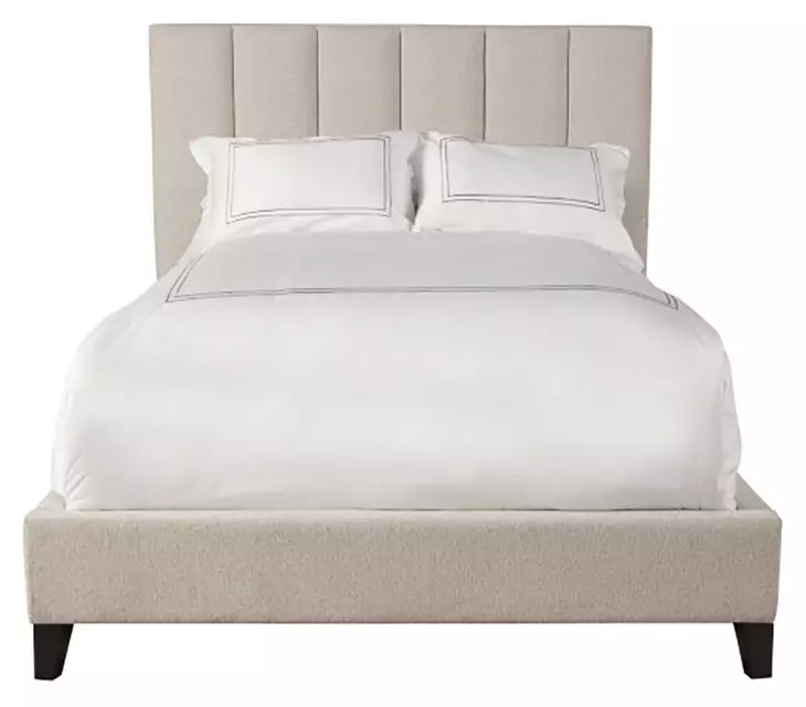 Avery Dune Natural Performance Fabric Queen Upholstered Panel Bed
