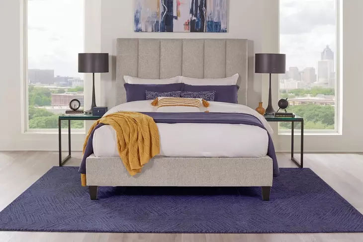Avery Dune Natural Performance Fabric King Upholstered Panel Bed
