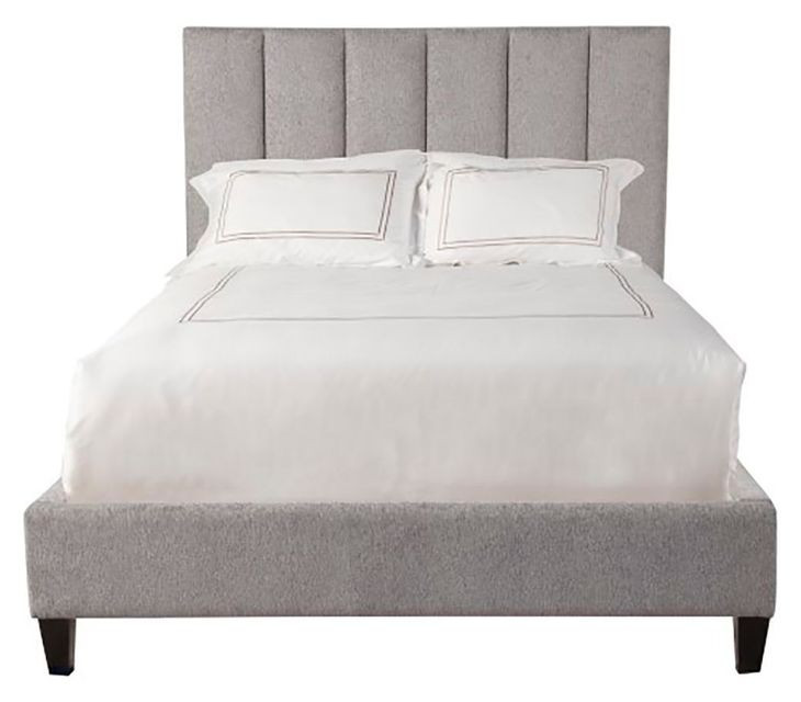 Avery Stream Gray Performance Fabric King Upholstered Panel Bed